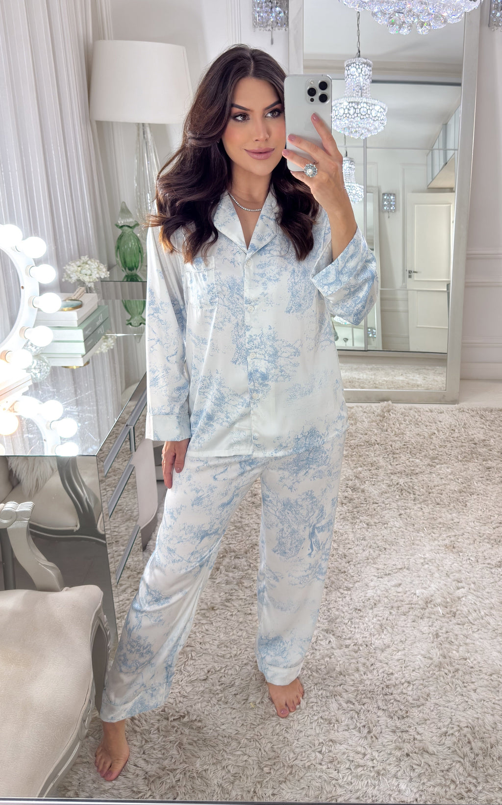 Pyjama Satin Floral pour Femme