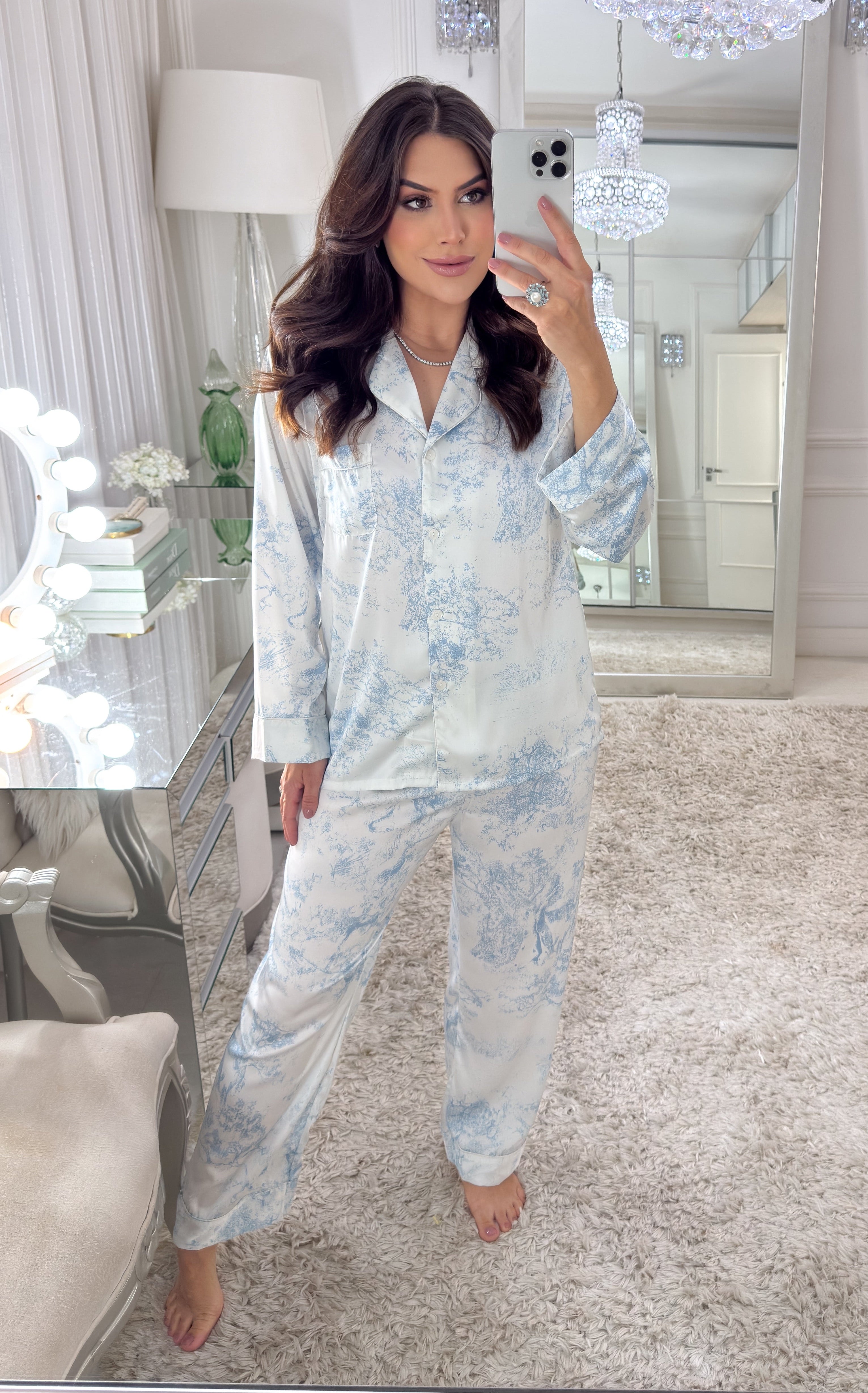 Pyjama Satin Floral pour Femme