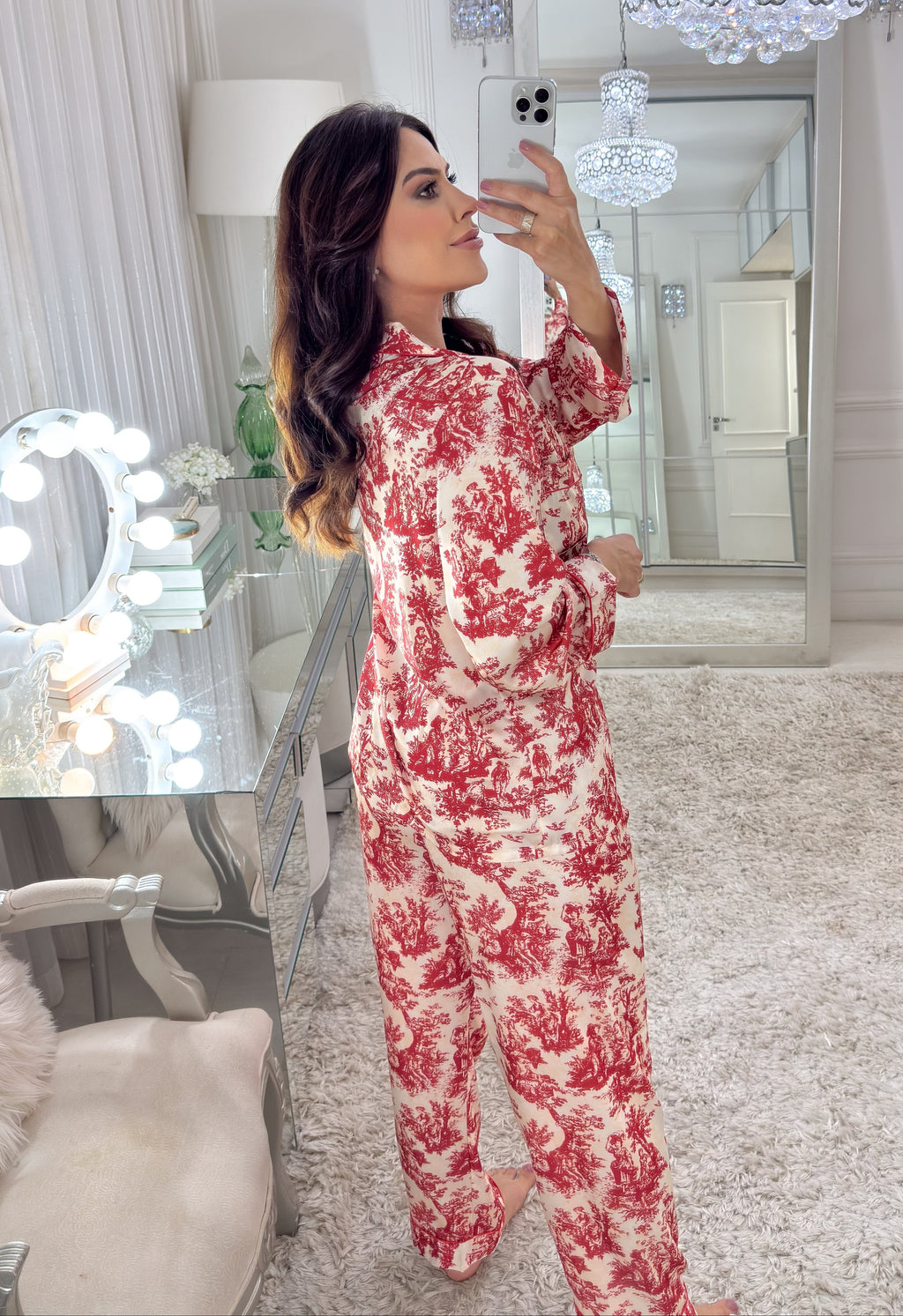 Pyjama Satin Floral pour Femme