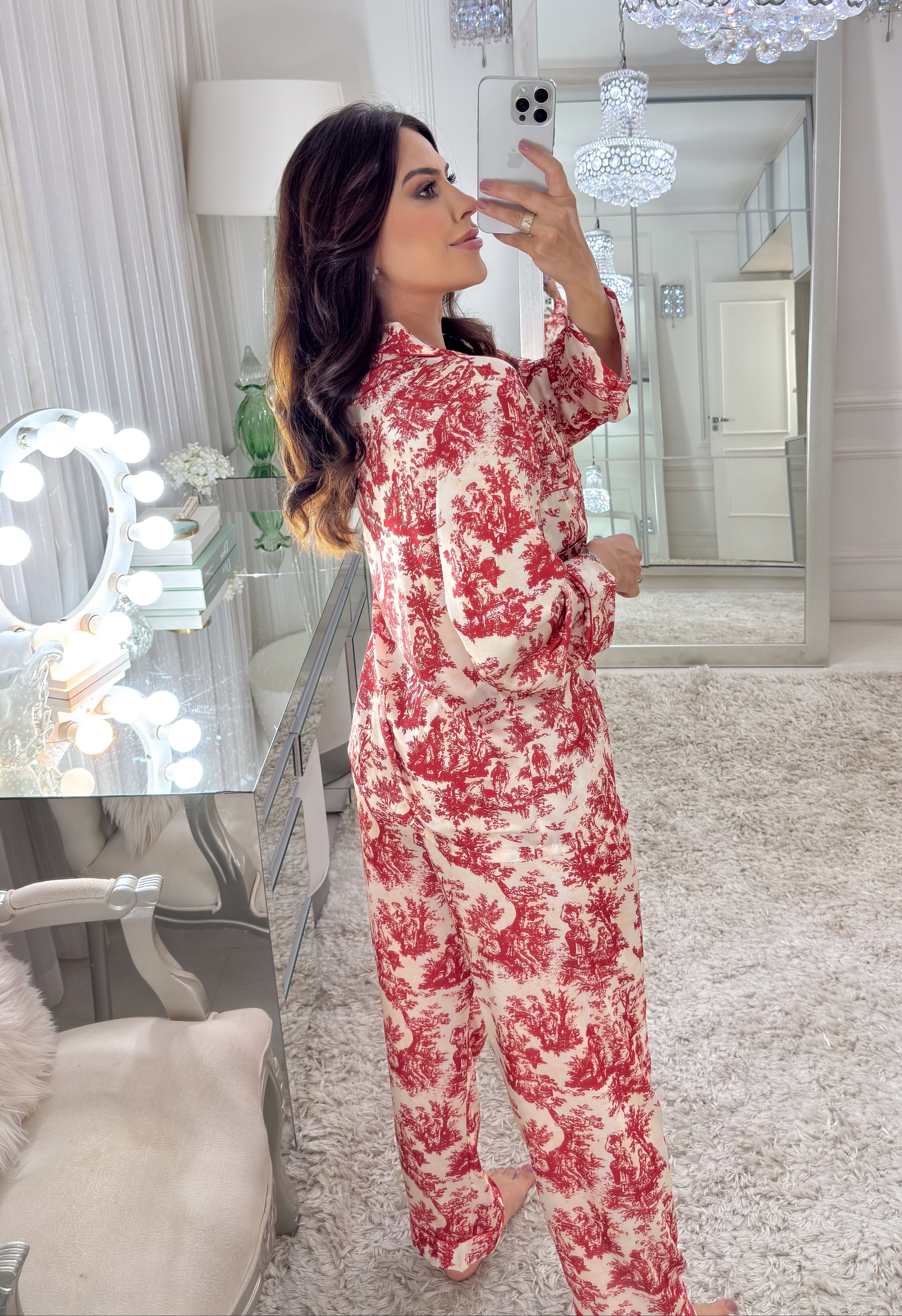 Pyjama Satin Floral pour Femme