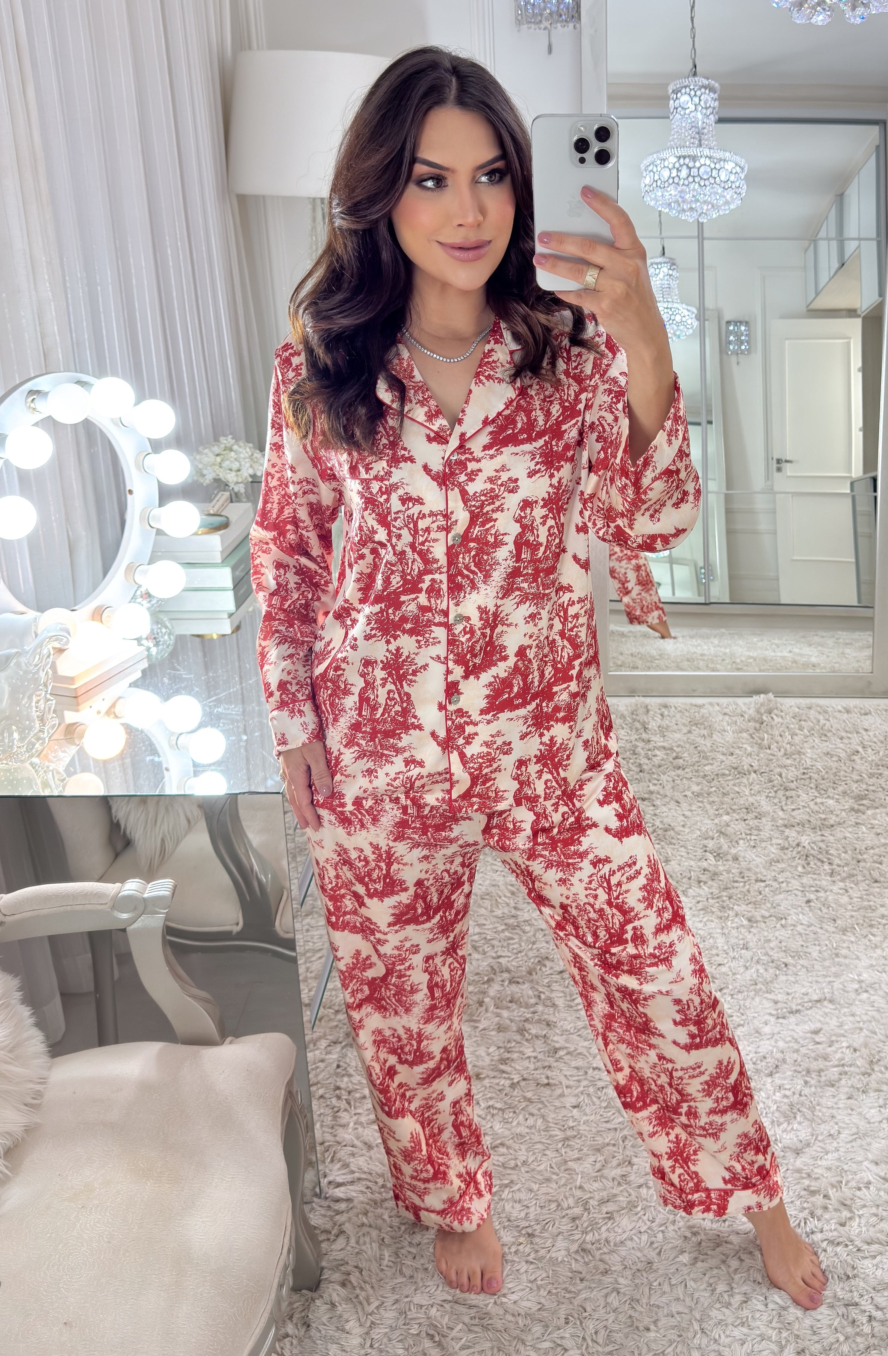 Pyjama Satin Floral pour Femme