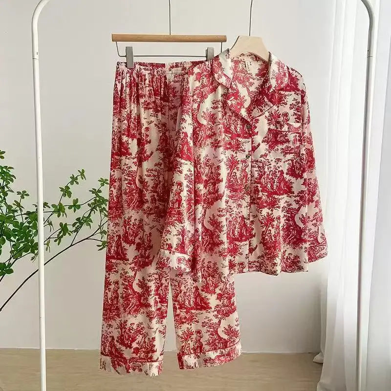 Pyjama Satin Floral pour Femme
