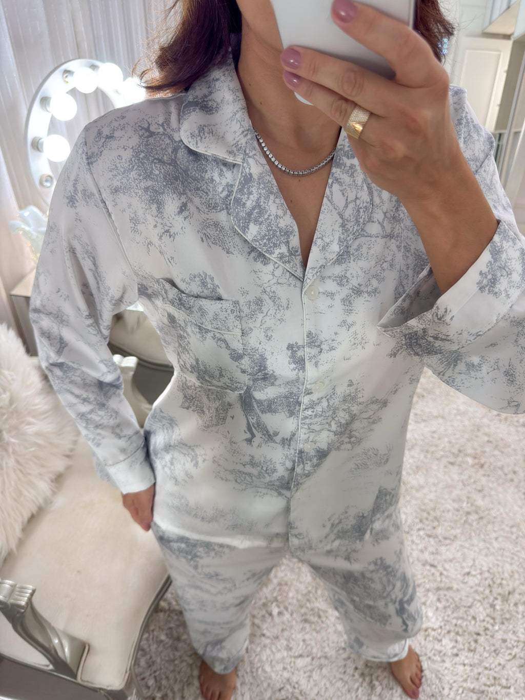 Pyjama Satin Floral pour Femme