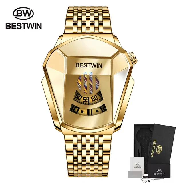 Bestwin™ -Montre-bracelet de luxe en acier et Quartz pour homme