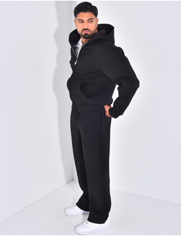 Ensemble pantalon et veste à capuche avec coeur noir
